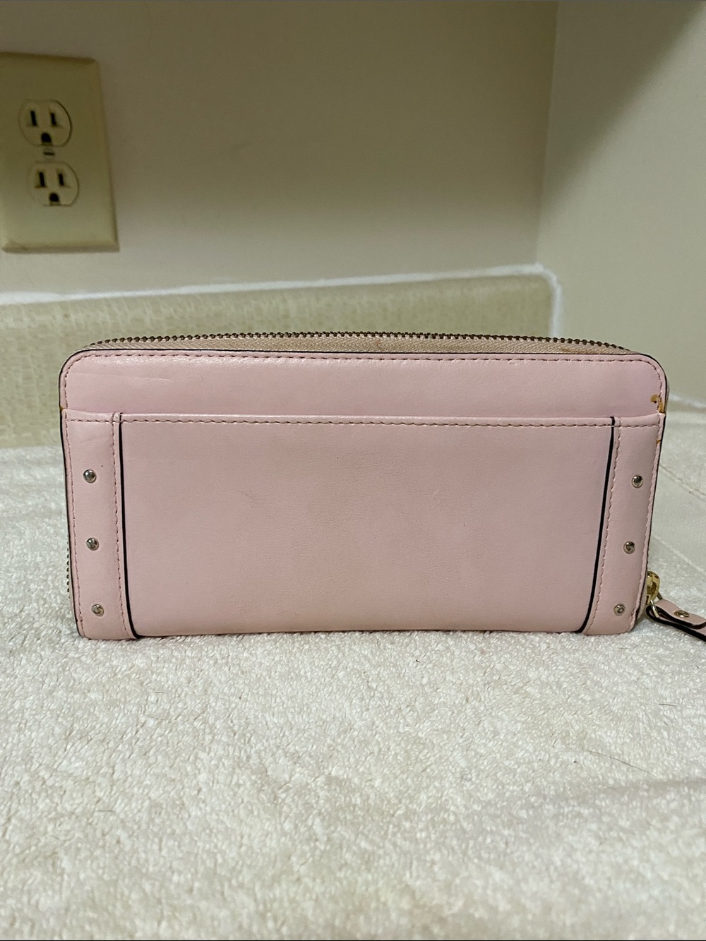 Kate Spade Pink Stud Trim Zip-Around Wallet - Picture 4 of 14